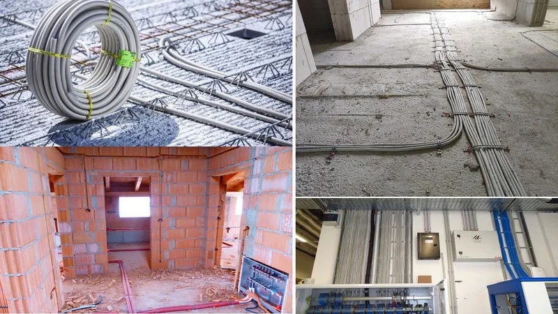 Rohbau mit Leerrohren in Wand und Boden